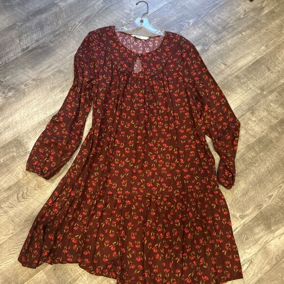 NWT Womens Sonoma Burgundy Floral Dress Size L - Picture 4 of 9